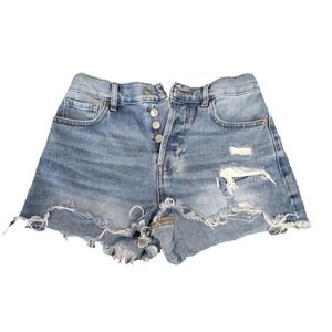 PacSun Vintage High Rise Denim Jean Shorts Womens 25 Distressed Button Fly Beach